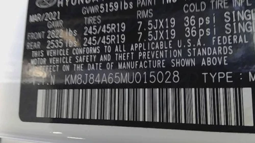 2021 Hyundai Nexo Driver Seat Used OEM Airbag