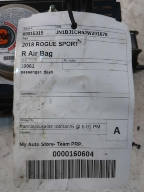 2018 Nissan Rogue Sport Passenger Dash Used OEM Airbag
