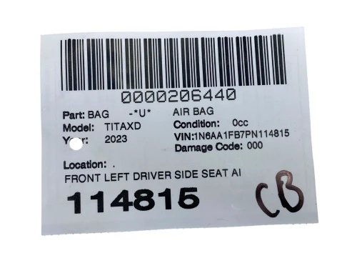 2023 Nissan Titan Driver Seat Used OEM Airbag