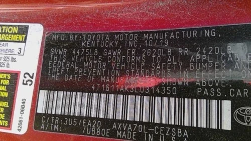 2018 Toyota Camry Driver Knee Used OEM Airbag