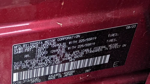 2023 Toyota Venza Driver Seat Used OEM Airbag