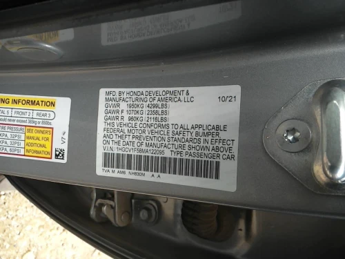 2021-2022 Honda Accord Dash Used OEM Airbag