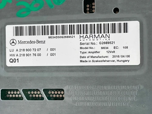 2016 Mercedes-Benz E350 2189007207 Harman Becker Used OEM Audio Amplifier