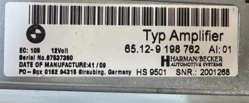 2008-2010 BMW E60 Platform 65129198762 Harman Kardon E60 Used OEM Audio Amplifier