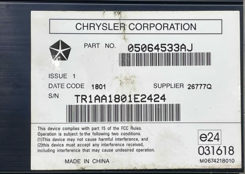 2012 Jeep Grand Cherokee 05064533AJ Used OEM Audio Amplifier