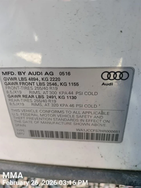 2016 Audi Q3 Used OEM EVAP Vapor Charcoal Canister
