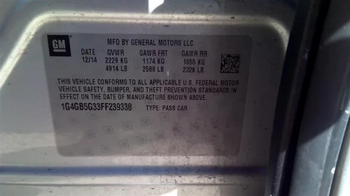 2015 Buick LaCrosse 1036902991 Used OEM EVAP Vapor Charcoal Canister