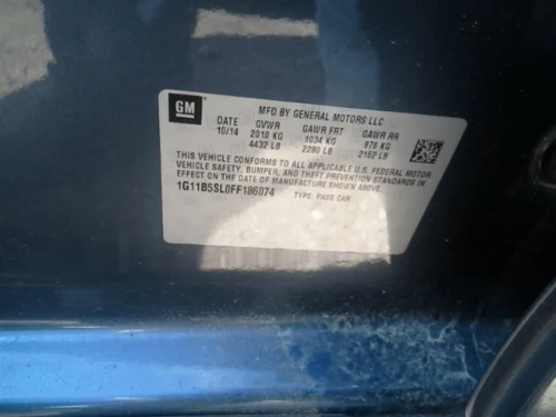 2015 Chevrolet Malibu 104917360 Used OEM EVAP Vapor Charcoal Canister