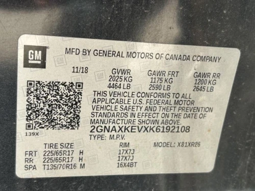 2019 Chevrolet Equinox 104705038 Used OEM EVAP Vapor Charcoal Canister