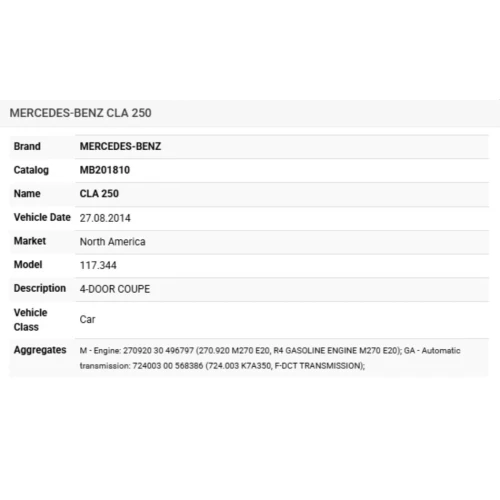 2014 Mercedes-Benz CLA250 A2464700059 Used OEM EVAP Vapor Charcoal Canister