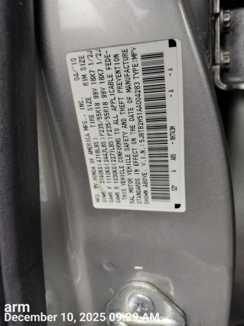 2010-2012 Acura RDX 52215SZPA00 Rear Left/Driver Used OEM Steering Knuckle Spindle