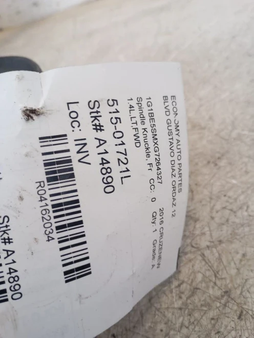 2016-2019 Chevrolet Cruze 4162034 Front Left/Driver Used OEM Steering Knuckle Spindle