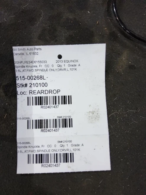 2010-2017 Chevrolet Equinox 2401437 Front Left/Driver Used OEM Steering Knuckle Spindle