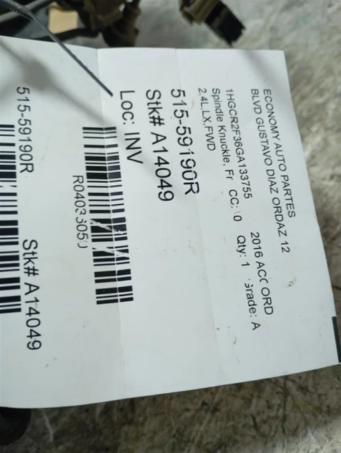 2013-2017 Honda Accord 4036050 Front Right/Passenger Used OEM Steering Knuckle Spindle