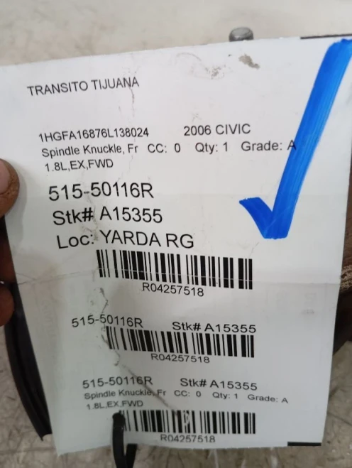 2006-2011 Honda Civic 4257518 Front Right/Passenger Hybrid Used OEM Steering Knuckle Spindle