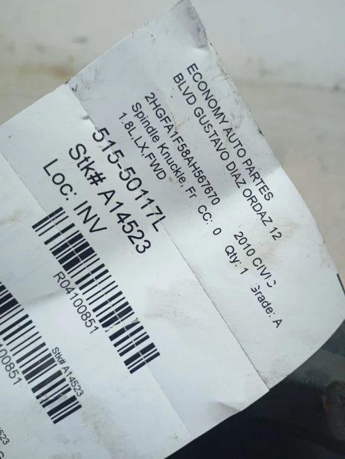 2006-2011 Honda Civic 4100851 Front Left/Driver Hybrid Used OEM Steering Knuckle Spindle