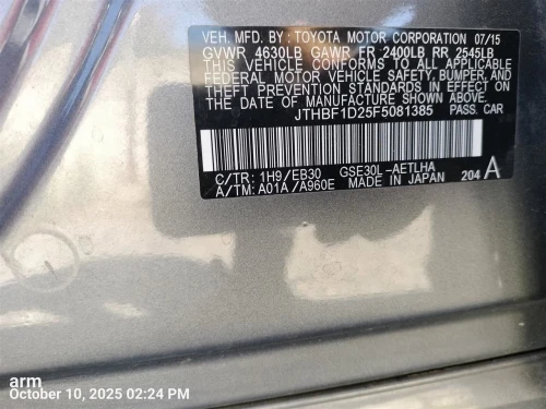 2014-2015 Lexus IS250 4230553020 Rear Left/Driver Used OEM Steering Knuckle Spindle