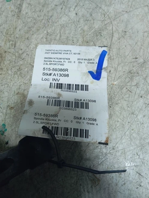 2014-2018 Mazda Mazda3 3896523 Front Right/Passenger Used OEM Steering Knuckle Spindle