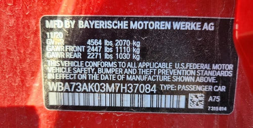 2021 BMW BMW 228I Rear Used OEM Differential Carrier Assembly used OEM differential carrier assembly