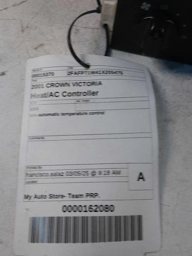 2001 Ford Crown Victoria W/O Automatic Temperatur Used OEM A/C Climate Control Module