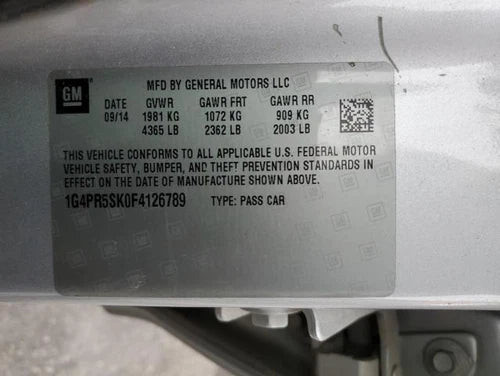 2015 Buick Verano Quarter Panel Mounted Used OEM Left Tail Light Assembly