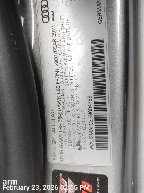2016 Audi A7 Used OEM Overhead Console