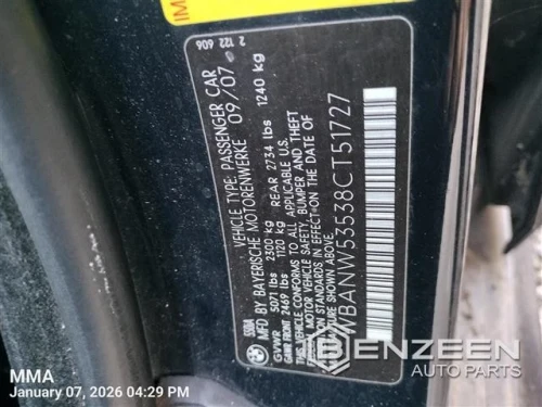 2007 BMW 550I Gray Used OEM Overhead Console 63316962058