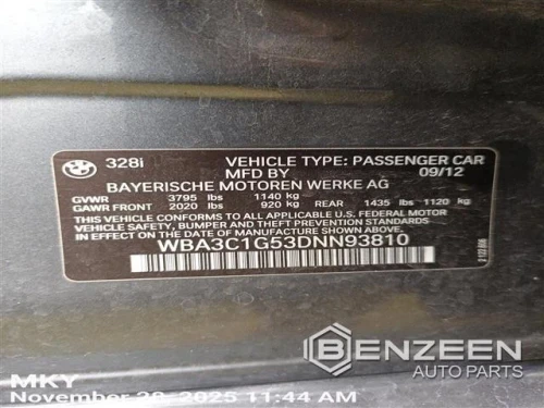 2013 BMW 328I Used OEM Overhead Console 61316999738