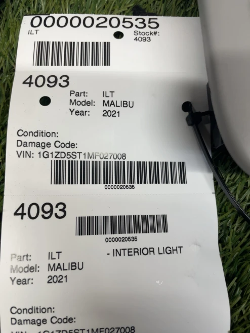 2021 Chevrolet Malibu Used OEM Overhead Console