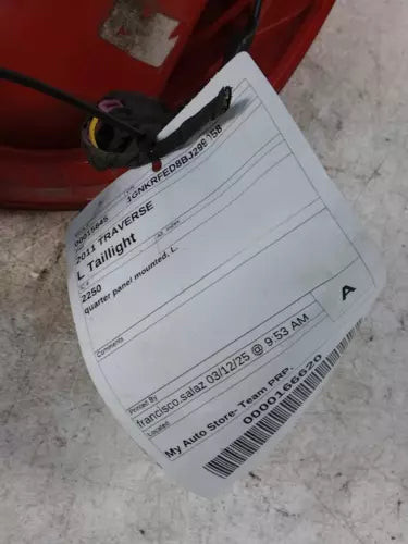 2011 Chevrolet Traverse Quarter Panel Mounte Used OEM Left Tail Light Assembly used OEM tail light assembly