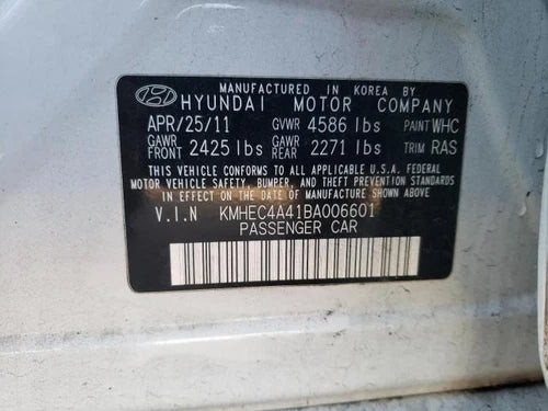 2011 Hyundai Sonata VIN 4 8TH Digit Hybrid W/O Na Used OEM A/C Selector Switch used OEM A/C climate control module