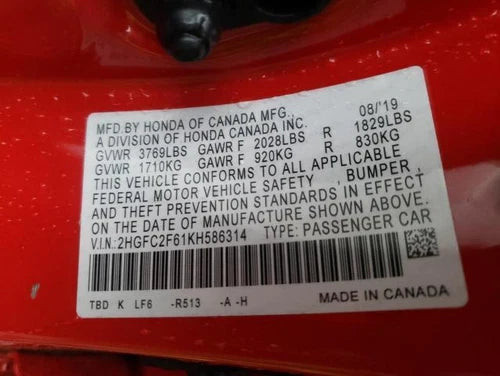 2019 Honda Civic W/AC Canada Market Automatic Tem Used OEM A/C Selector Switch used OEM A/C climate control module