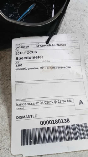 2018 Ford Focus Cluster Gasoline W/O Turbo MPH Id C Used OEM Speedometer Gauge used OEM instrument cluster