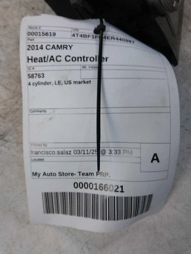 2014 Toyota Camry 4 Cylinder Le US Market Used OEM A/C Selector Switch used OEM A/C climate control module