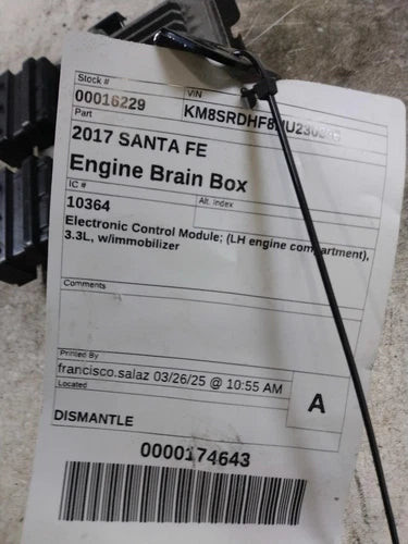 2017 Hyundai Santa Fe ECM Engine Control Module Black 35000 Miles Used OEM Engine Control Modules used OEM engine control
