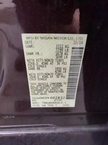 2015 Nissan Armada From 1/05 Left Used OEM Left Tail Light Assembly used OEM tail light assembly
