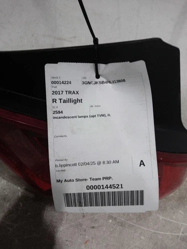 2017 Chevrolet Trax Right Used OEM Right Tail Light Assembly used OEM tail light assembly