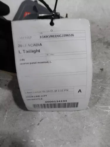 2012 GMC Acadia Quarter Panel Mounted Left G Used OEM Left Tail Light Assembly used OEM tail light assembly