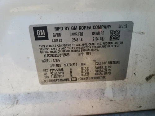 2013 Buick Encore Left Used OEM Left Tail Light Assembly used OEM tail light assembly