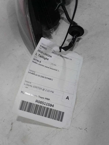 2016 Mitsubishi Lancer Sedan Quarter Panel M Used OEM Left Tail Light Assembly used OEM tail light assembly