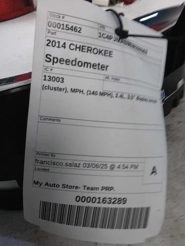 2014 Jeep Cherokee Cluster MPH 140 MPH 2.4L 3.5`` D Used OEM Speedometer Gauge used OEM instrument cluster