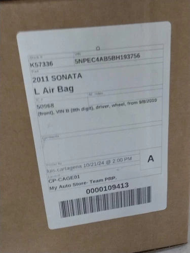 2011 Hyundai Sonata Front VIN C 8TH Digit Driv Used OEM Steering Wheel Air Bag used OEM air bag