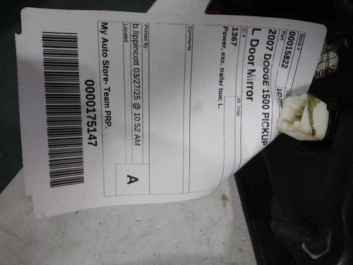 2007 Dodge 1500 Pickup Power Exc. Trailer Tow Used OEM Left Door Mirror used OEM door mirror