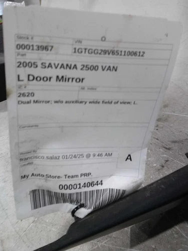 2005 GMC Savana 2500 Van Dual Mirror Left Used OEM Left Door Mirror used OEM door mirror