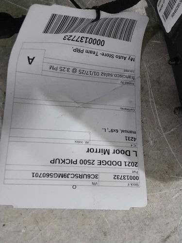 2021 RAM Dodge 2500 Pickup Manual 6X9`` Left Used OEM Left Door Mirror used OEM door mirror