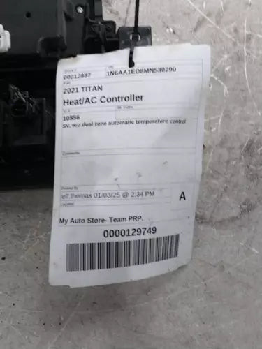 2021 Nissan Titan Sv W/O Dual Zone Automatic Temp Used OEM A/C Selector Switch used OEM A/C climate control module