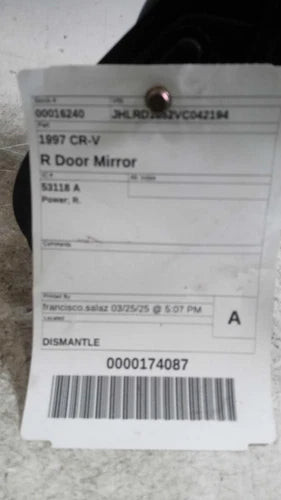 1997 Honda CR-V Power Right Used OEM Right Door Mirror used OEM door mirror