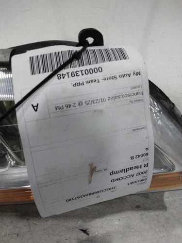 2002 Honda Accord Right Used OEM Right Headlight Assembly used OEM headlight assembly