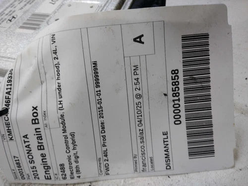 2015 Hyundai Sonata Electronic Control Mo Used OEM Engine Control Module (ecm) used OEM engine control module