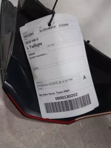 2016 Honda HR-V Quarter Mounted Left Used OEM Left Tail Light Assembly used OEM tail light assembly